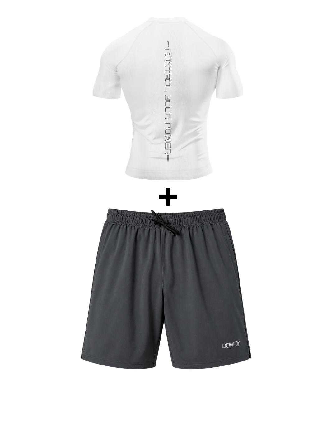 Arctic Storm (White tee + Gray shorts)